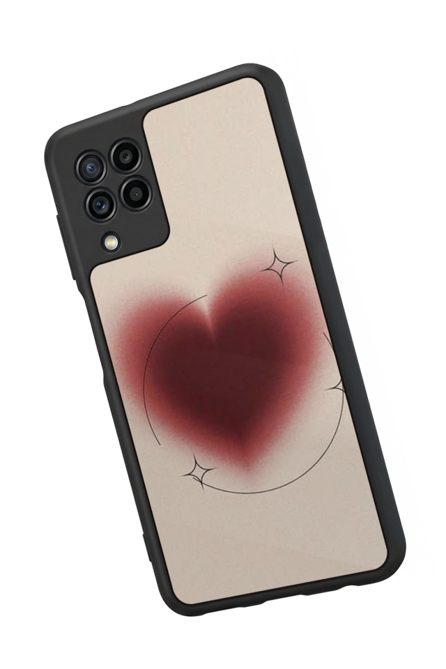 Samsung Galaxy M22 Uyumlu Kalp Love Tasarımlı Glossy Premium Kılıf