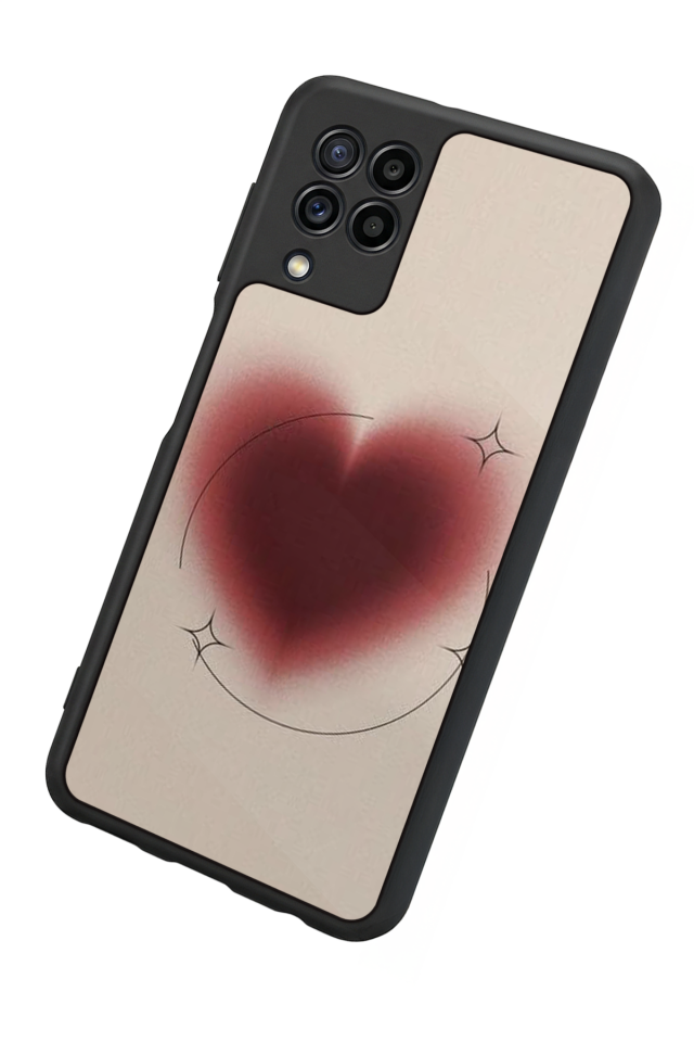 Samsung Galaxy M22 Uyumlu Kalp Love Tasarımlı Glossy Premium Kılıf