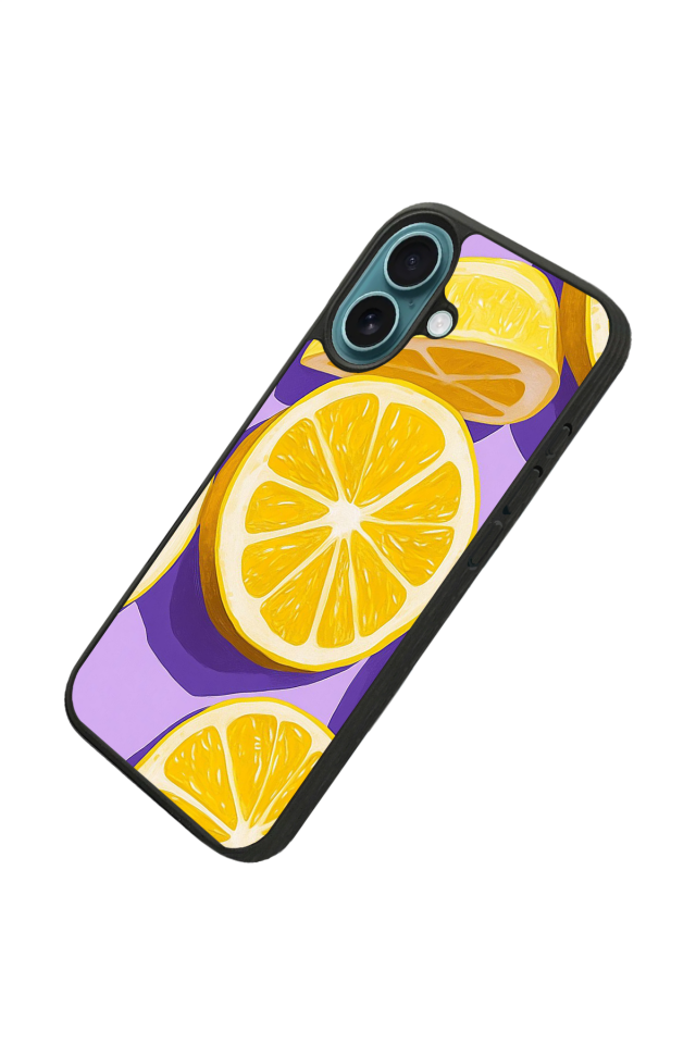 iPhone 16 Uyumlu Limon Tasarımlı Glossy Premium Kılıf