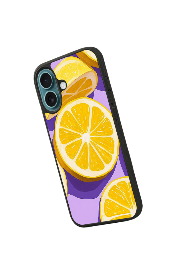 iPhone 16 Uyumlu Limon Tasarımlı Glossy Premium Kılıf