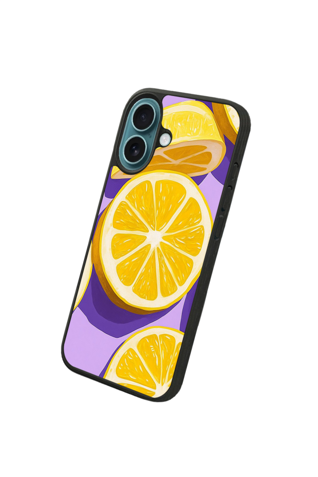 iPhone 16 Uyumlu Limon Tasarımlı Glossy Premium Kılıf