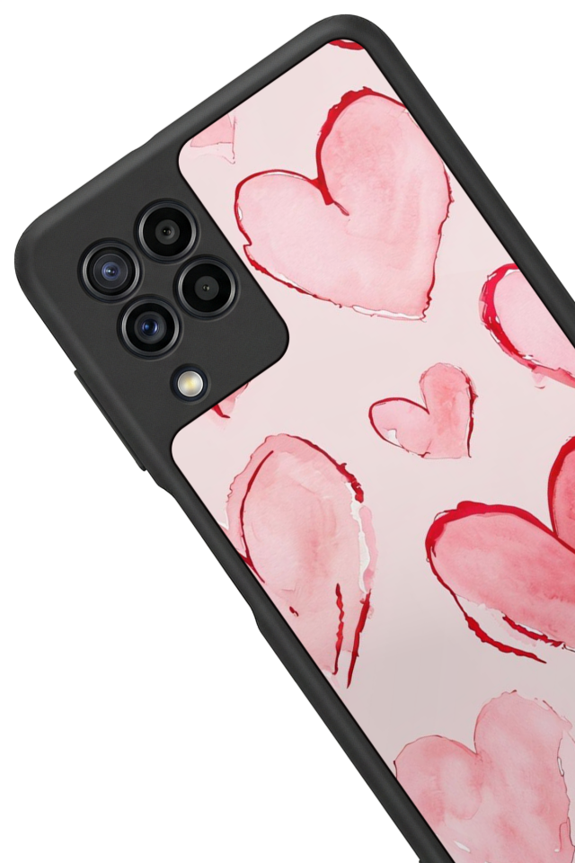 Samsung Galaxy M22 Uyumlu Kalp Love Tasarımlı Glossy Premium Kılıf