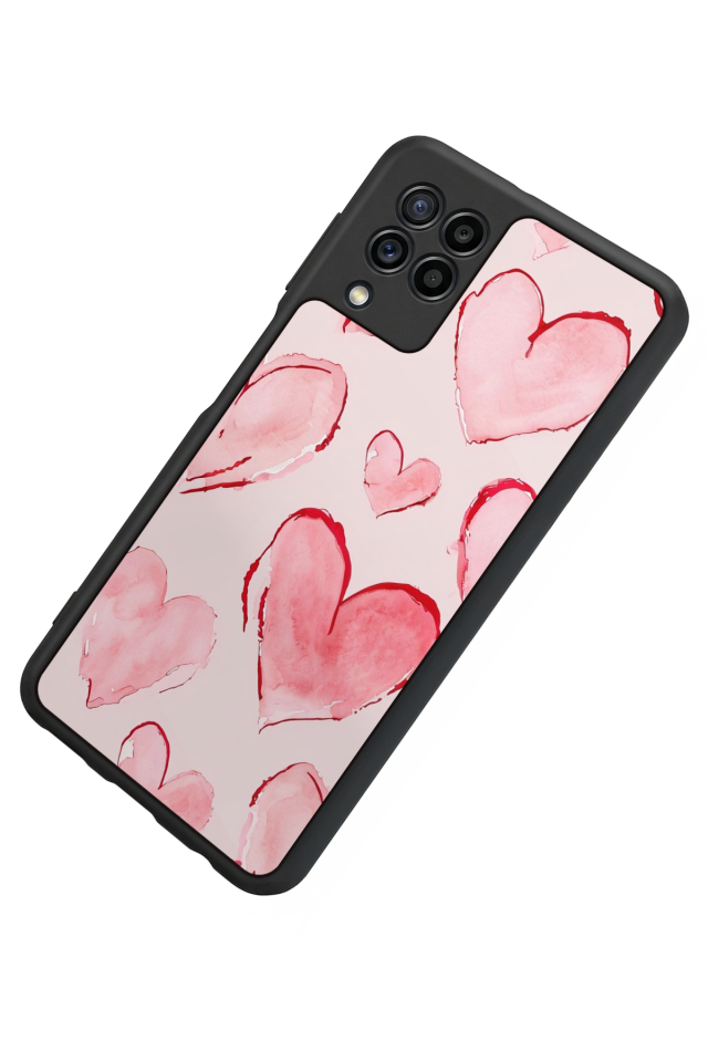 Samsung Galaxy M22 Uyumlu Kalp Love Tasarımlı Glossy Premium Kılıf