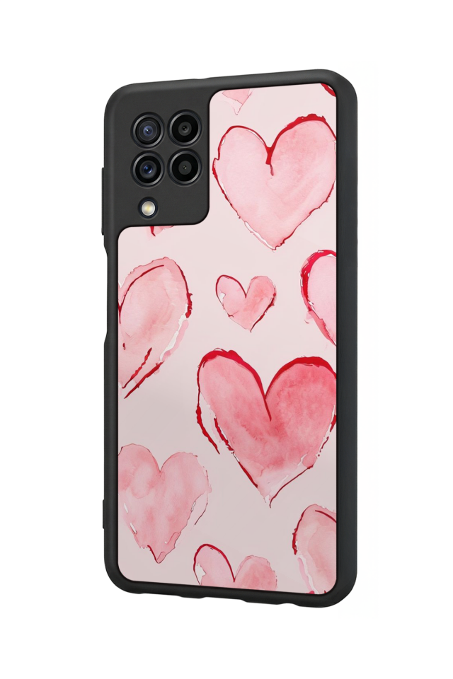 Samsung Galaxy M22 Uyumlu Kalp Love Tasarımlı Glossy Premium Kılıf