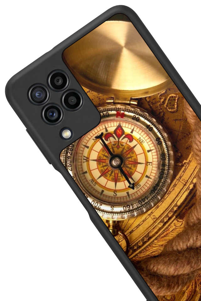 Samsung Galaxy M32 Uyumlu Pusula Tasarımlı Glossy Premium Kılıf
