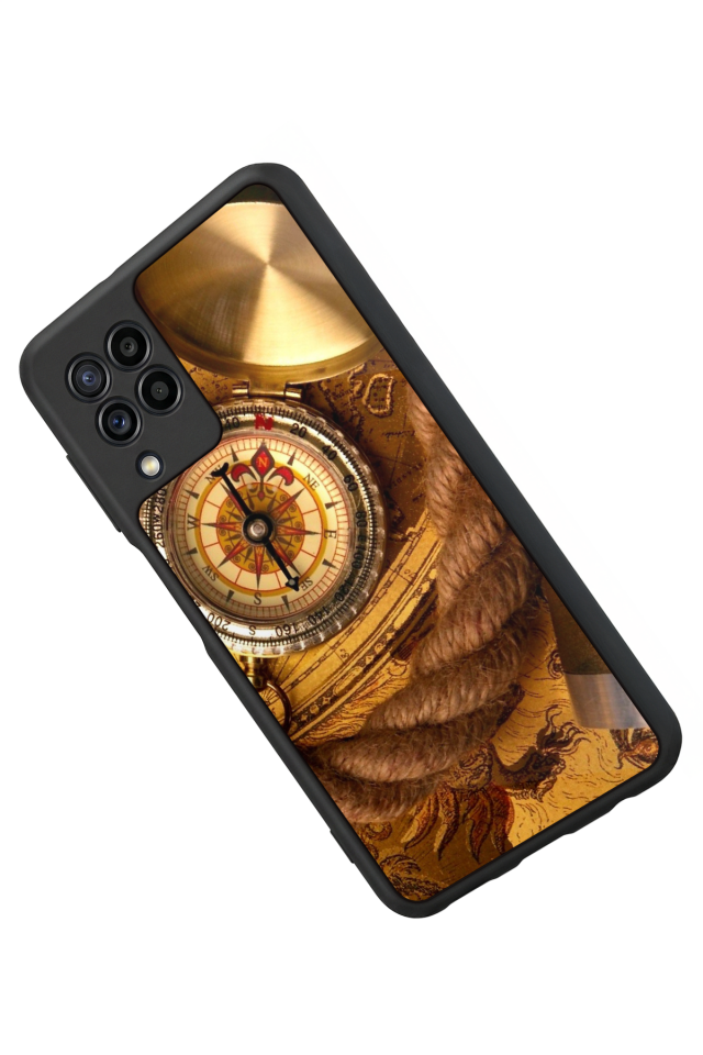 Samsung Galaxy M32 Uyumlu Pusula Tasarımlı Glossy Premium Kılıf