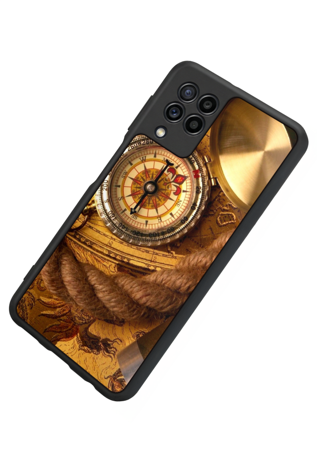 Samsung Galaxy M32 Uyumlu Pusula Tasarımlı Glossy Premium Kılıf