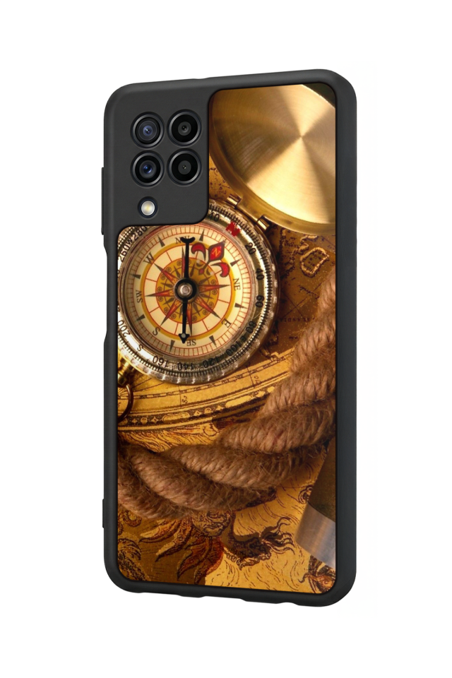 Samsung Galaxy M32 Uyumlu Pusula Tasarımlı Glossy Premium Kılıf