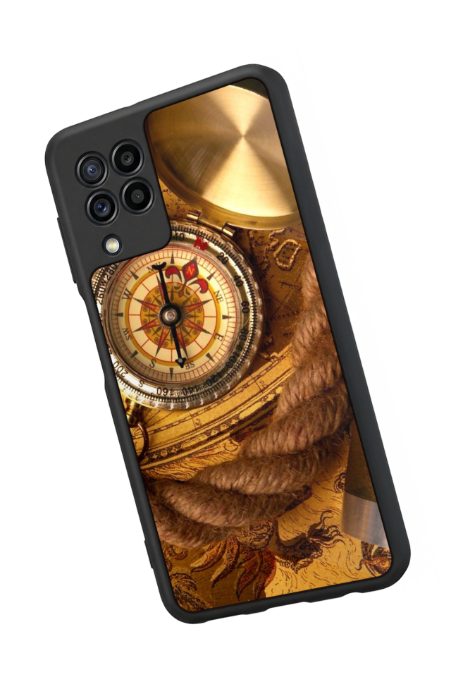 Samsung Galaxy M32 Uyumlu Pusula Tasarımlı Glossy Premium Kılıf