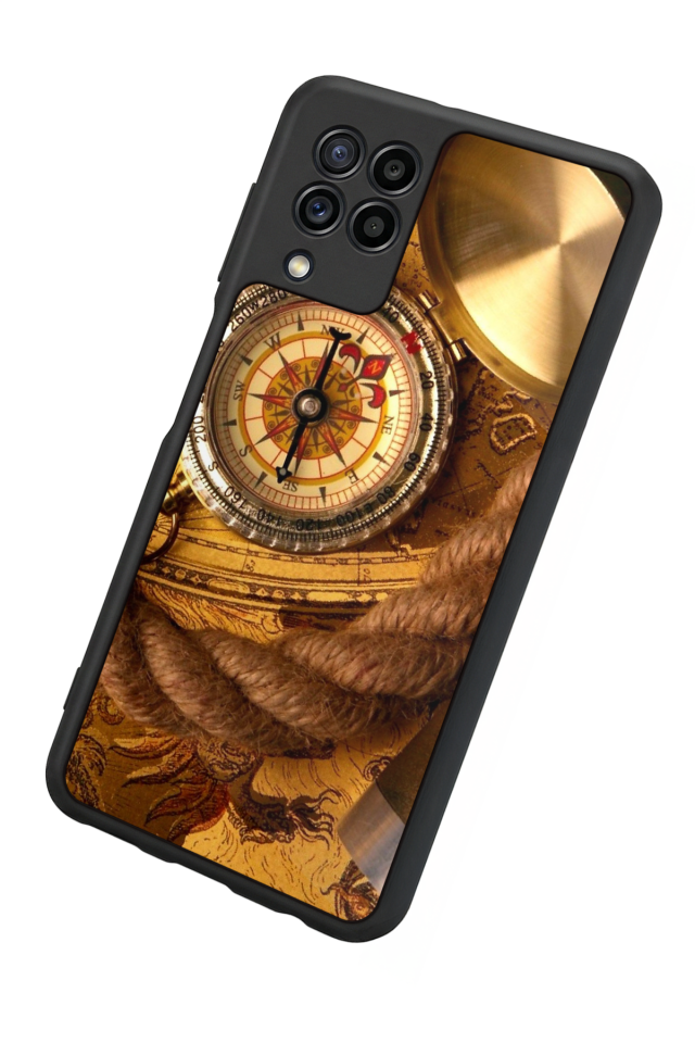 Samsung Galaxy M32 Uyumlu Pusula Tasarımlı Glossy Premium Kılıf