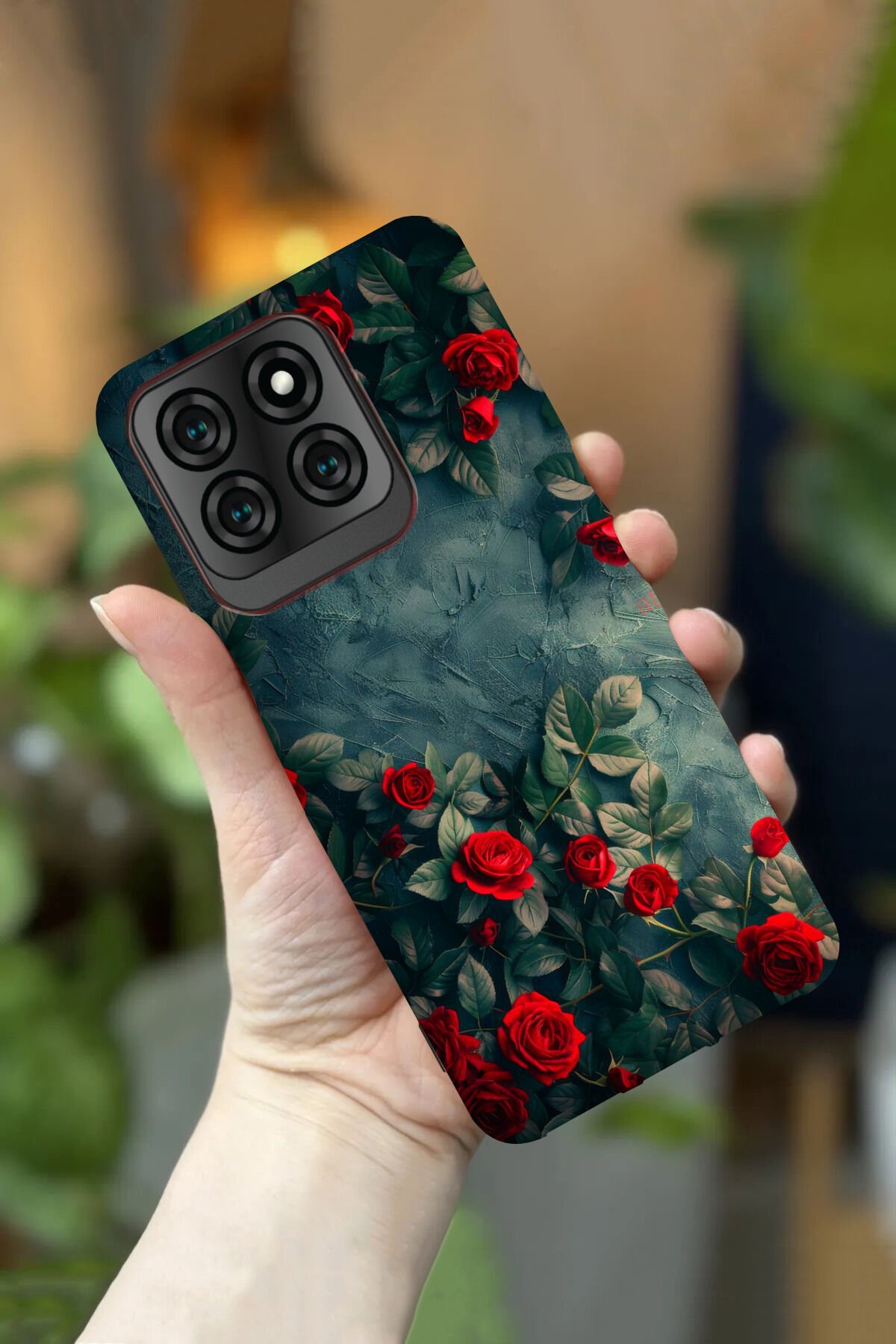 Reeder S71 Uyumlu Kamera Korumalı Kırmızı Gül Desenli HD Baskılı Silikon Kılıf