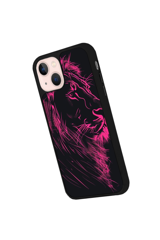 iPhone 14 Plus Uyumlu Aslan Tasarımlı Glossy Premium Kılıf