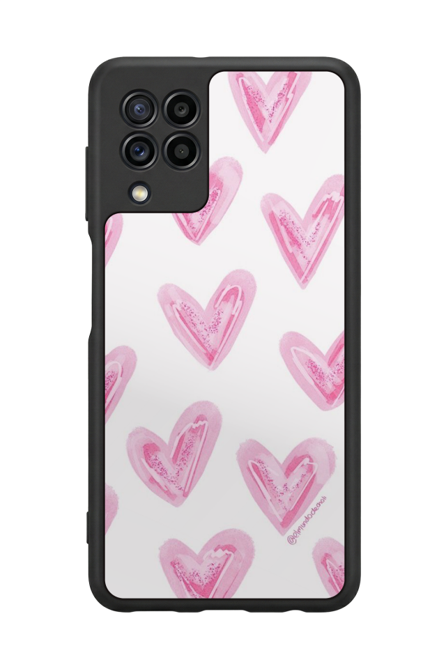 Samsung Galaxy M22 Uyumlu Kalp Love Tasarımlı Glossy Premium Kılıf