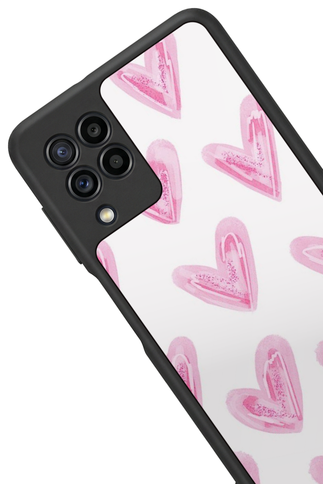 Samsung Galaxy M22 Uyumlu Kalp Love Tasarımlı Glossy Premium Kılıf