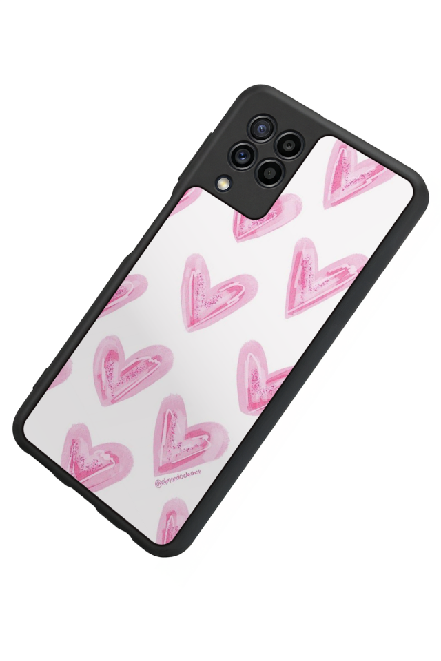 Samsung Galaxy M22 Uyumlu Kalp Love Tasarımlı Glossy Premium Kılıf