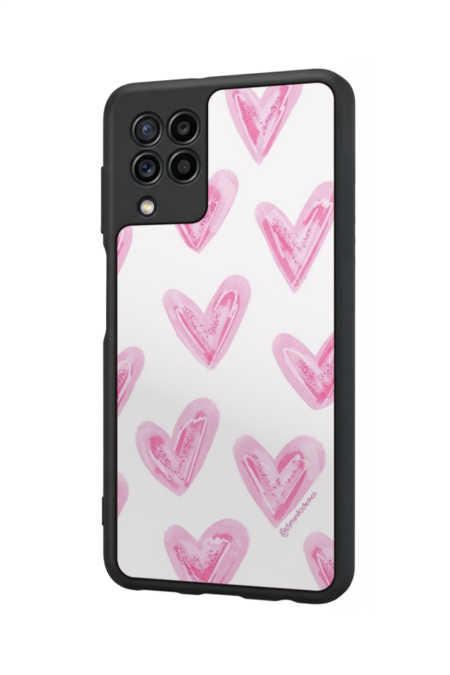 Samsung Galaxy M22 Uyumlu Kalp Love Tasarımlı Glossy Premium Kılıf