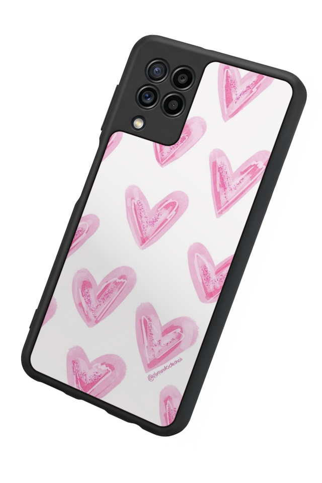 Samsung Galaxy M22 Uyumlu Kalp Love Tasarımlı Glossy Premium Kılıf