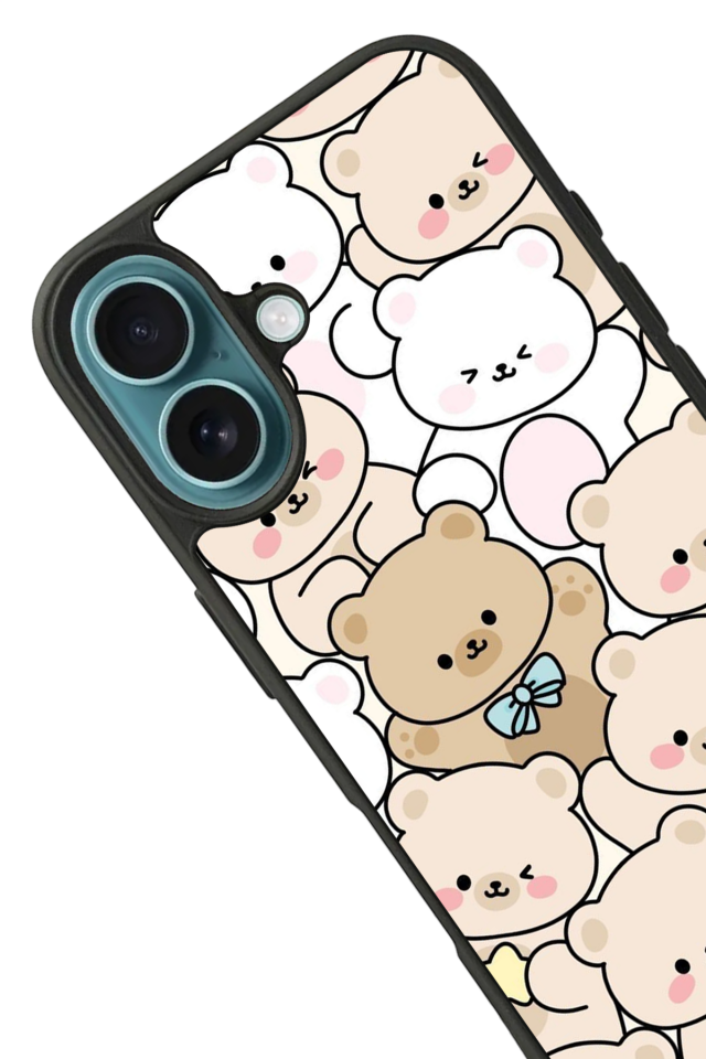 iPhone 16 Plus Uyumlu Ayı Tasarımlı Glossy Premium Kılıf