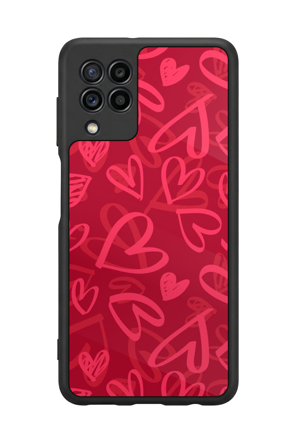 Samsung Galaxy M22 Uyumlu Kalp Love Tasarımlı Glossy Premium Kılıf