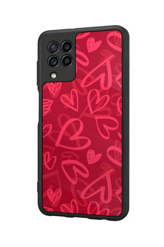 Samsung Galaxy M22 Uyumlu Kalp Love Tasarımlı Glossy Premium Kılıf