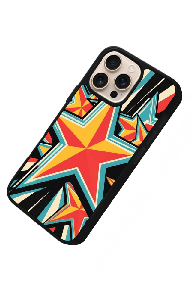 iPhone 15 Pro Uyumlu Retro Yildizlar Tasarımlı Glossy Premium Kılıf