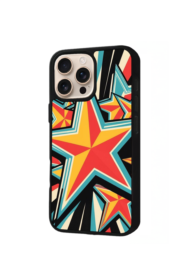 iPhone 15 Pro Uyumlu Retro Yildizlar Tasarımlı Glossy Premium Kılıf