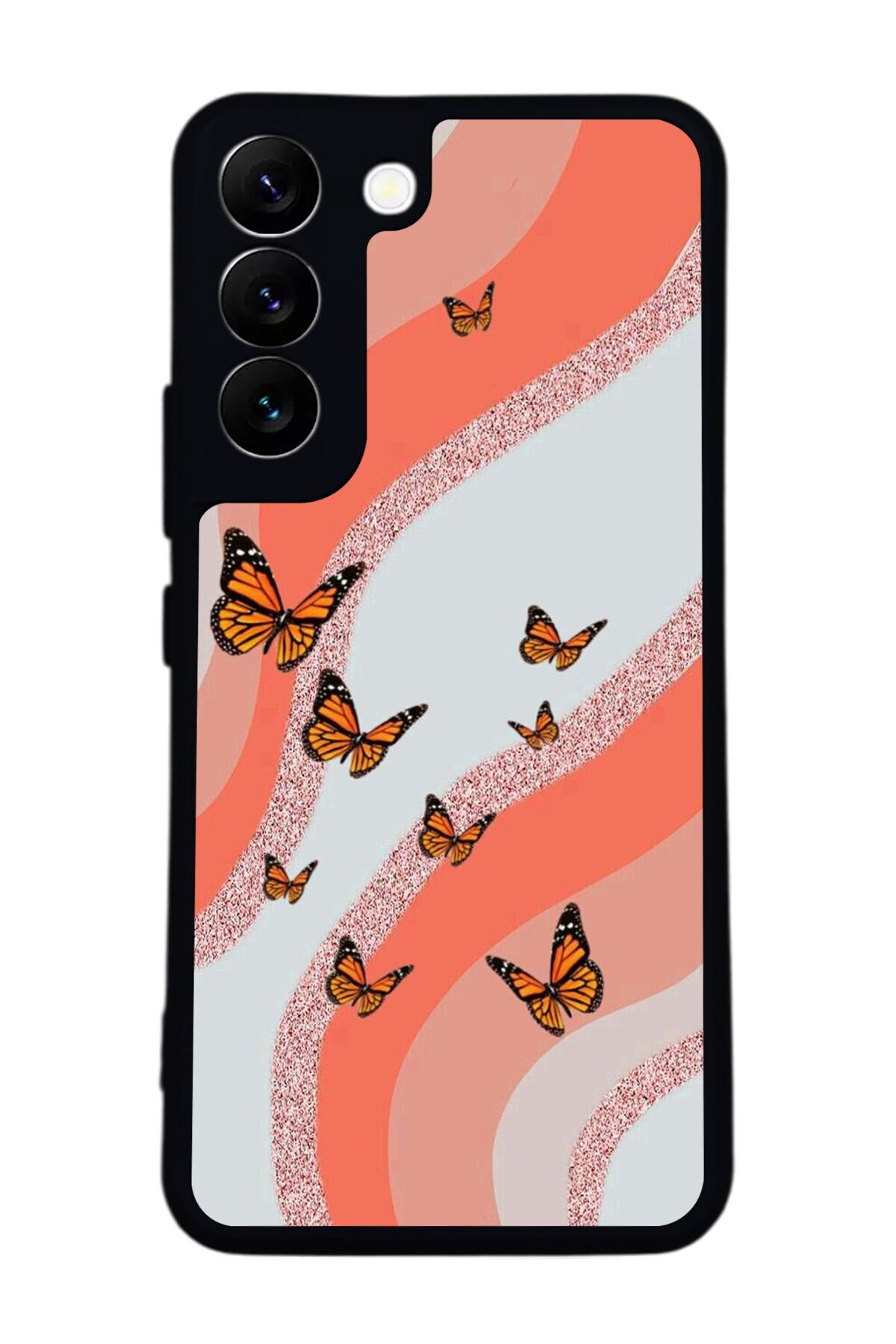 Samsung Galaxy S22 Uyumlu Kelebek Tasarımlı Glossy Premium Kılıf