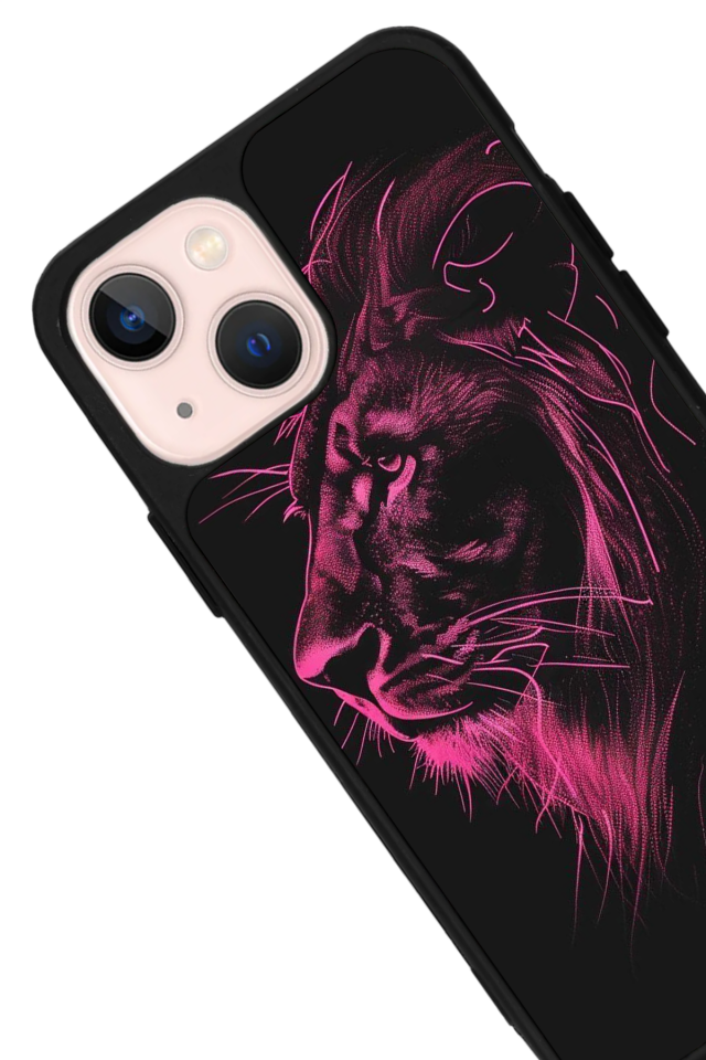 iPhone 14 Plus Uyumlu Aslan Tasarımlı Glossy Premium Kılıf