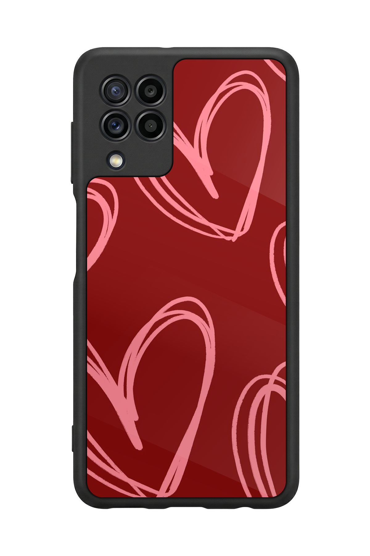 Samsung Galaxy M22 Uyumlu Kalp Love Tasarımlı Glossy Premium Kılıf