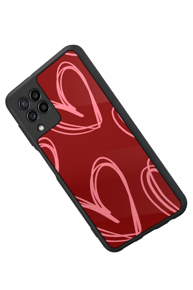 Samsung Galaxy M22 Uyumlu Kalp Love Tasarımlı Glossy Premium Kılıf