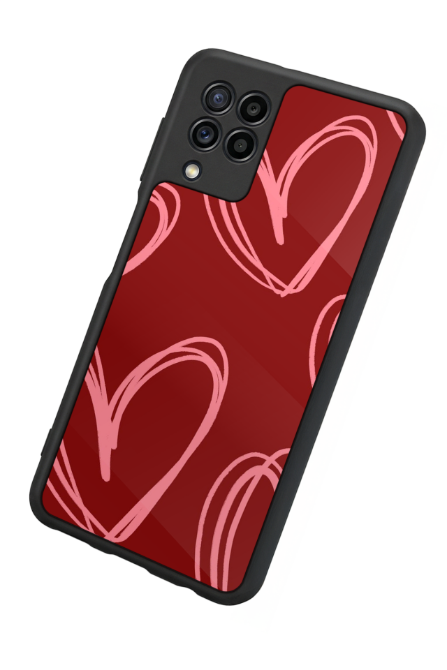 Samsung Galaxy M22 Uyumlu Kalp Love Tasarımlı Glossy Premium Kılıf