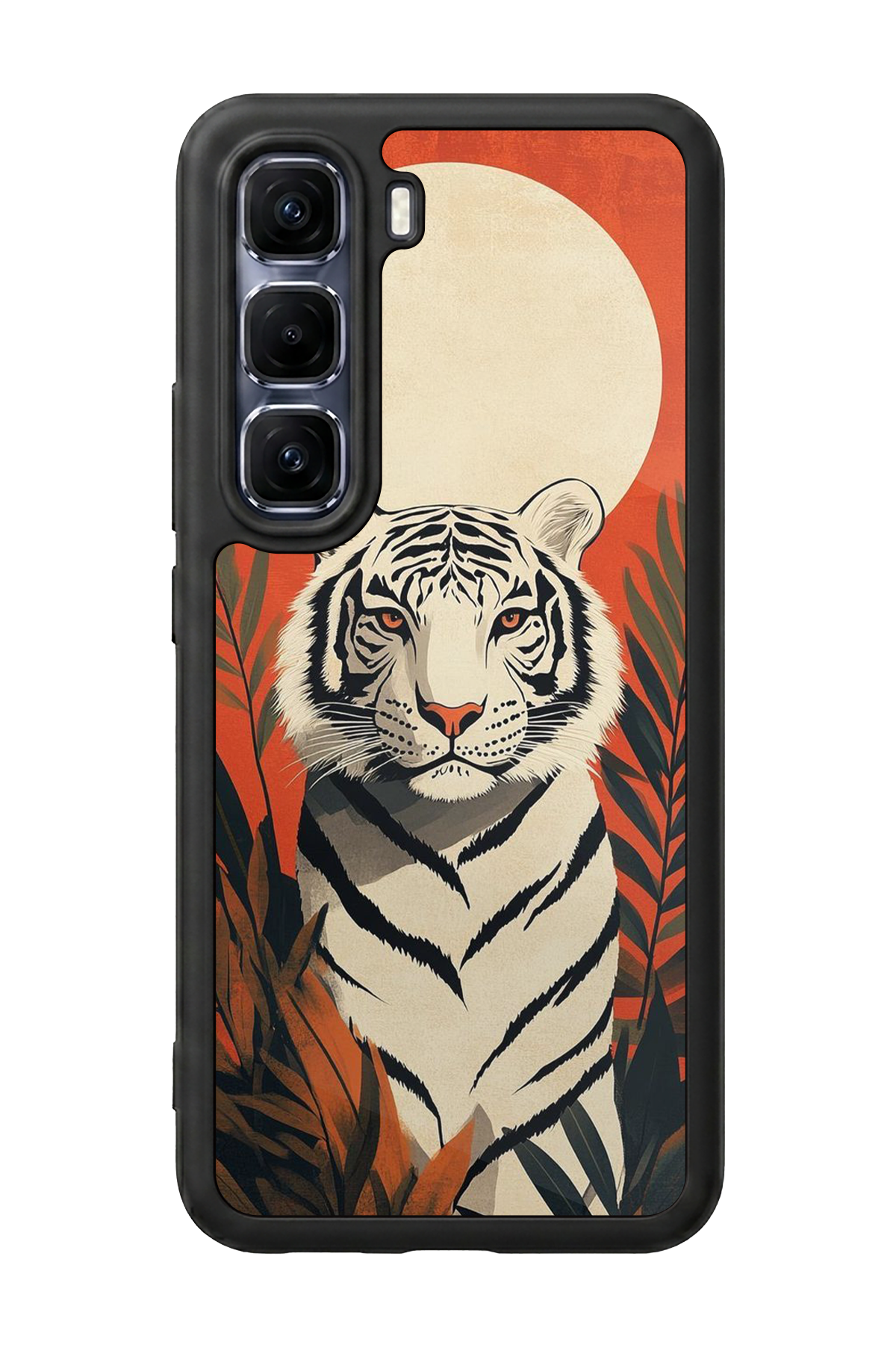 Infinix Hot 60 Pro Plus Uyumlu Kirmizi ve Kaplan Tasarımlı Glossy Premium Kılıf