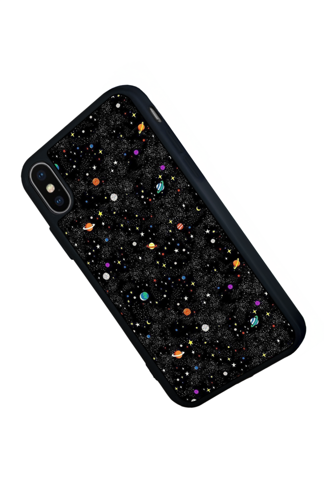 iPhone X/ XS Uyumlu Uzay Tasarımlı Glossy Premium Kılıf