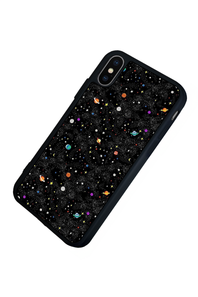 iPhone X/ XS Uyumlu Uzay Tasarımlı Glossy Premium Kılıf