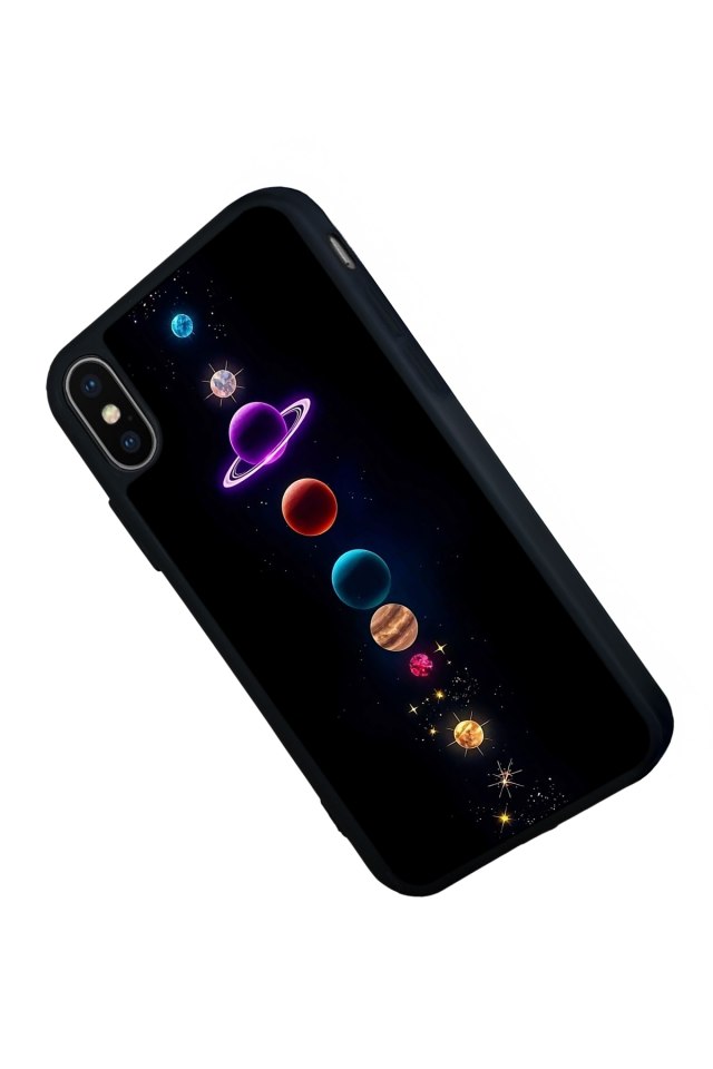 iPhone X/ XS Uyumlu Uzay Tasarımlı Glossy Premium Kılıf
