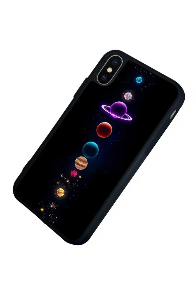 iPhone X/ XS Uyumlu Uzay Tasarımlı Glossy Premium Kılıf
