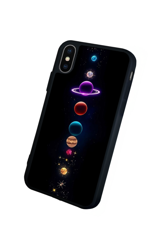 iPhone X/ XS Uyumlu Uzay Tasarımlı Glossy Premium Kılıf