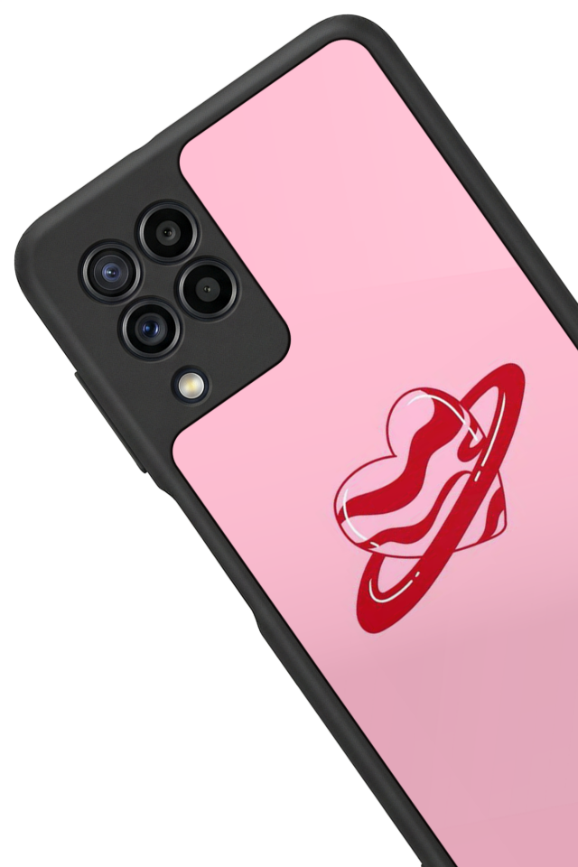 Samsung Galaxy M22 Uyumlu Kalp Love Tasarımlı Glossy Premium Kılıf