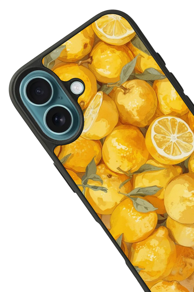 iPhone 16 Uyumlu Limon Tasarımlı Glossy Premium Kılıf