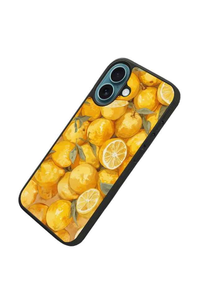 iPhone 16 Uyumlu Limon Tasarımlı Glossy Premium Kılıf