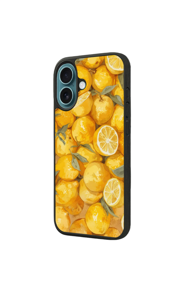 iPhone 16 Uyumlu Limon Tasarımlı Glossy Premium Kılıf