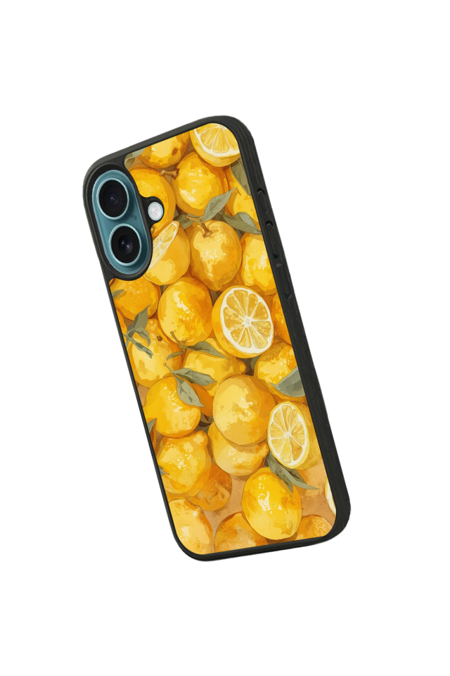 iPhone 16 Uyumlu Limon Tasarımlı Glossy Premium Kılıf