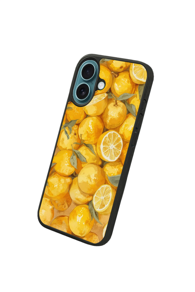 iPhone 16 Uyumlu Limon Tasarımlı Glossy Premium Kılıf