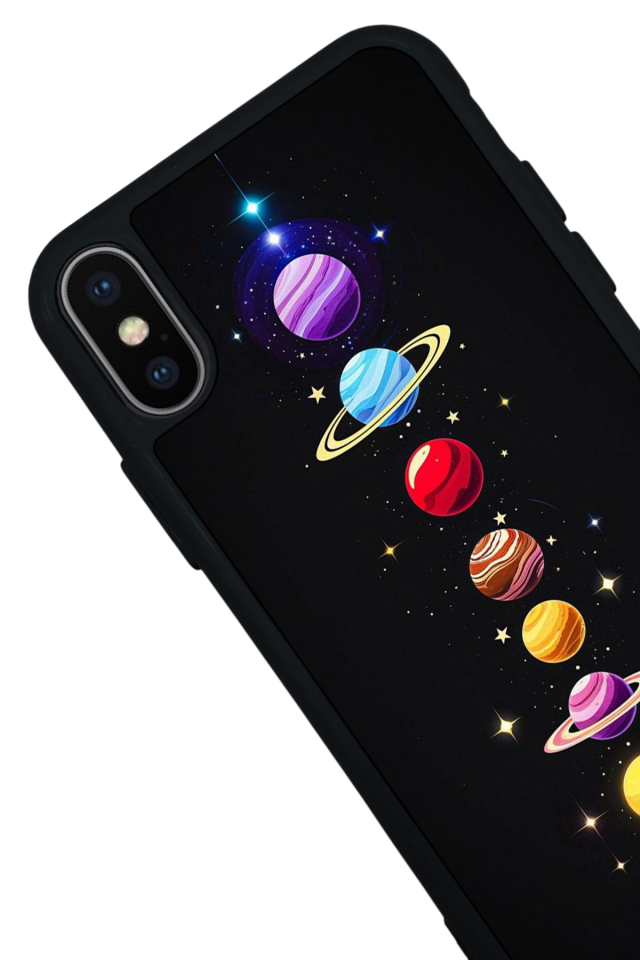 iPhone X/ XS Uyumlu Uzay Tasarımlı Glossy Premium Kılıf