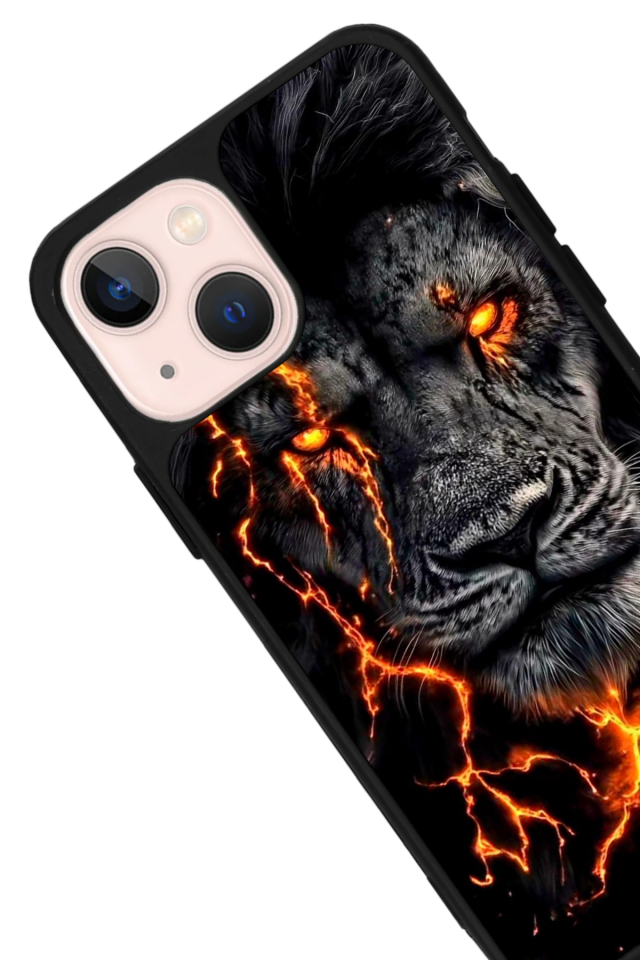 iPhone 14 Plus Uyumlu Aslan Tasarımlı Glossy Premium Kılıf