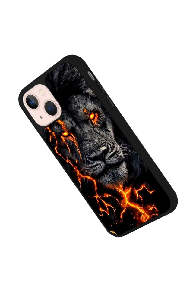 iPhone 14 Plus Uyumlu Aslan Tasarımlı Glossy Premium Kılıf