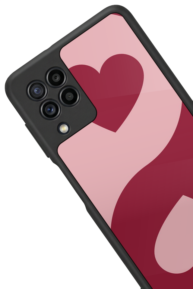 Samsung Galaxy M22 Uyumlu Kalp Love Tasarımlı Glossy Premium Kılıf