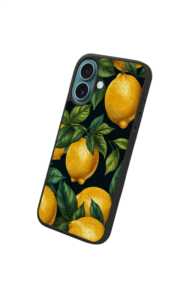 iPhone 16 Uyumlu Limon Tasarımlı Glossy Premium Kılıf