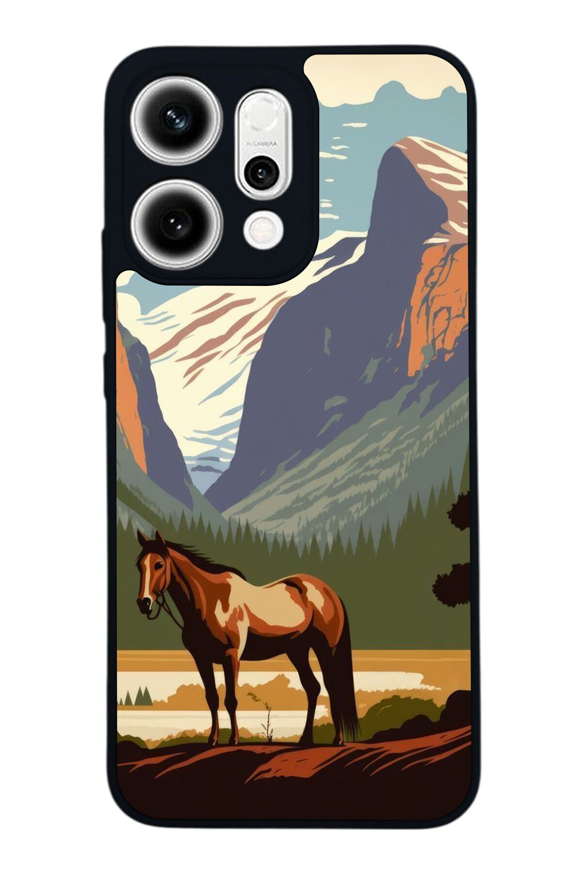 Oppo Reno 14 Uyumlu At Horse Tasarımlı Glossy Premium Kılıf