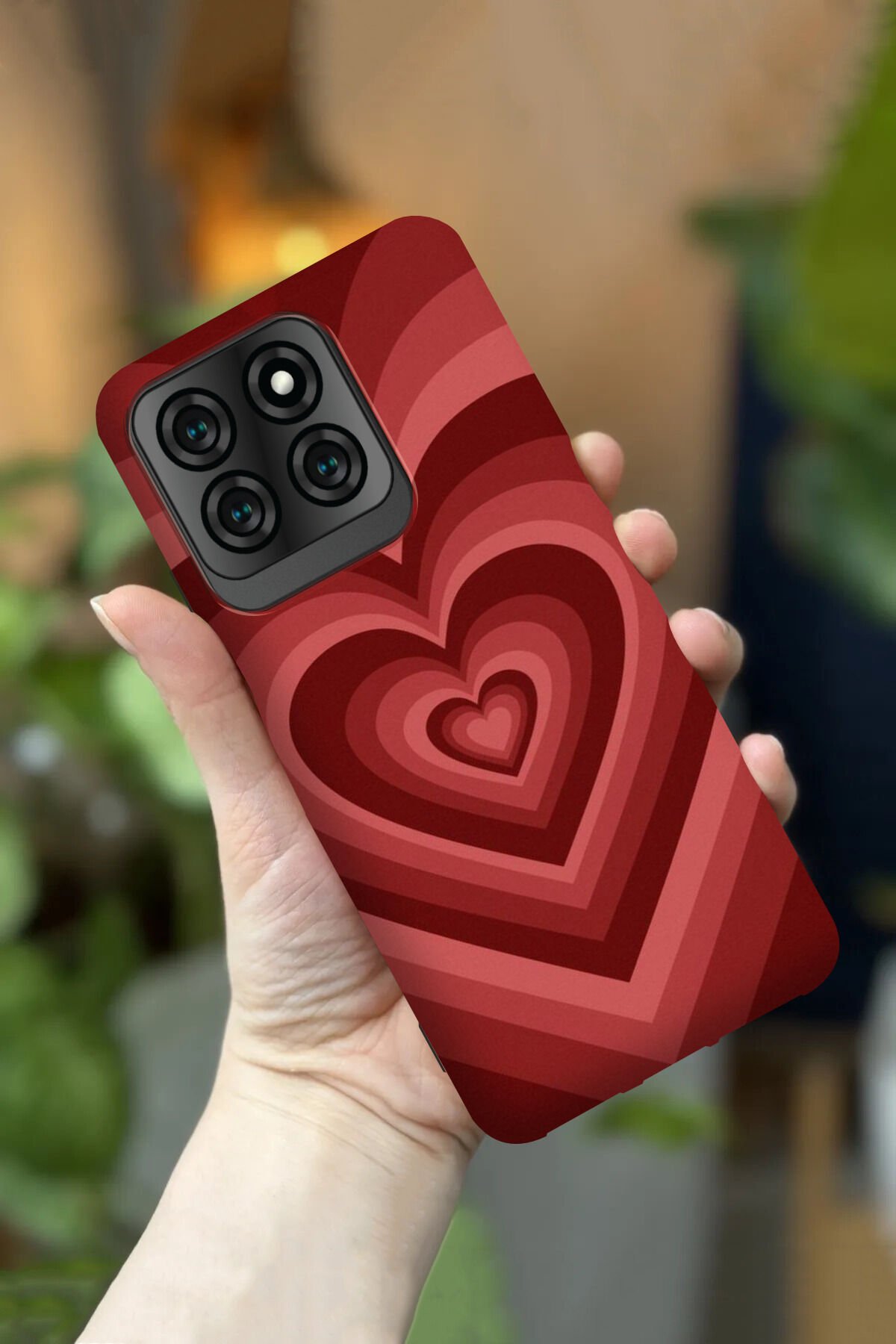 Reeder S71 Uyumlu Kamera Korumalı Kırmızı Kalp Desenli HD Baskılı Silikon Kılıf